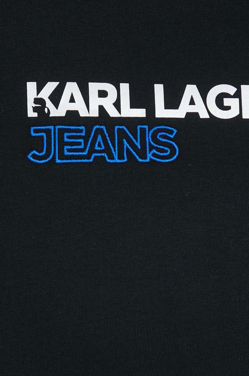 Karl Lagerfeld Jeans Bavlněné tričko s dlouhým rukávem černá barva - Pepit.cz