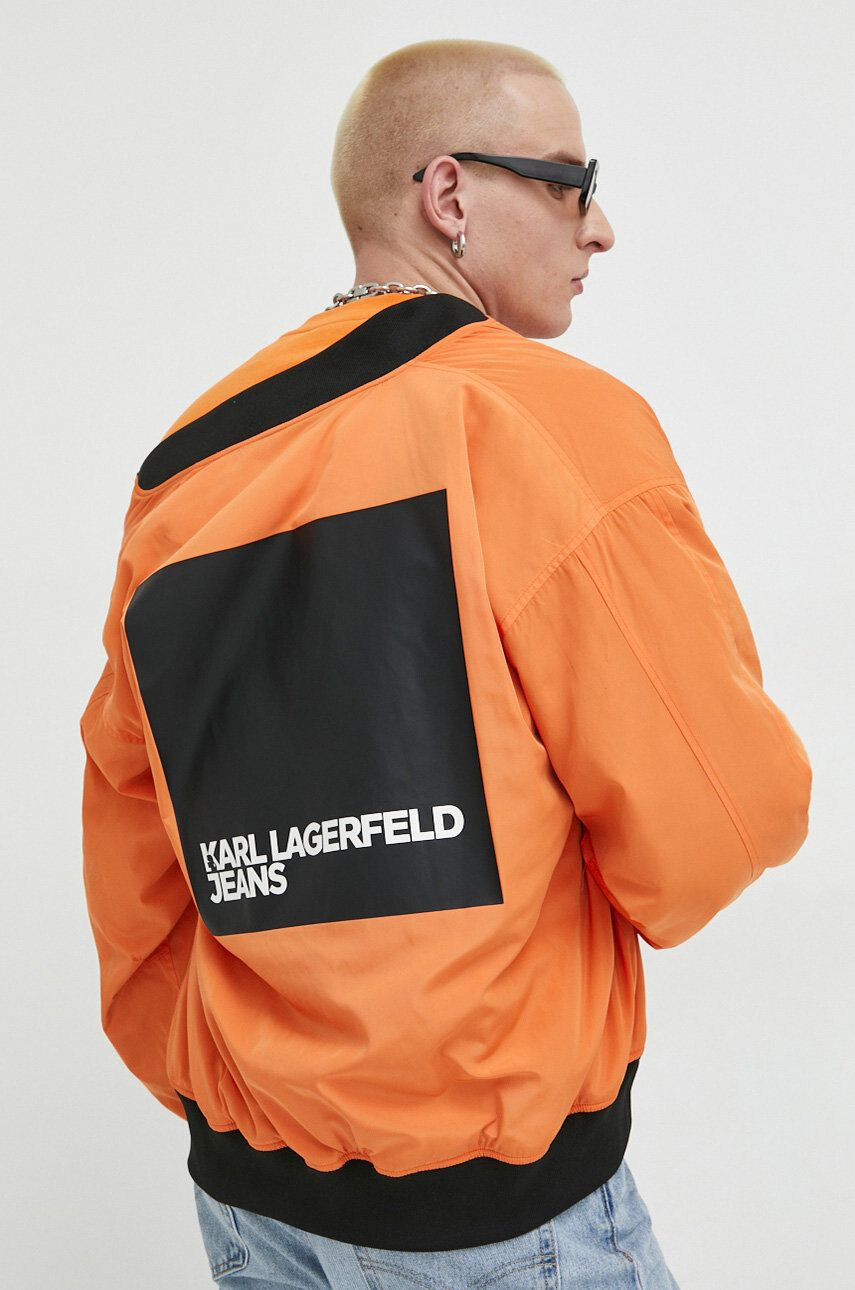 Karl Lagerfeld Jeans Bomber bunda oranžová barva přechodná oversize - Pepit.cz