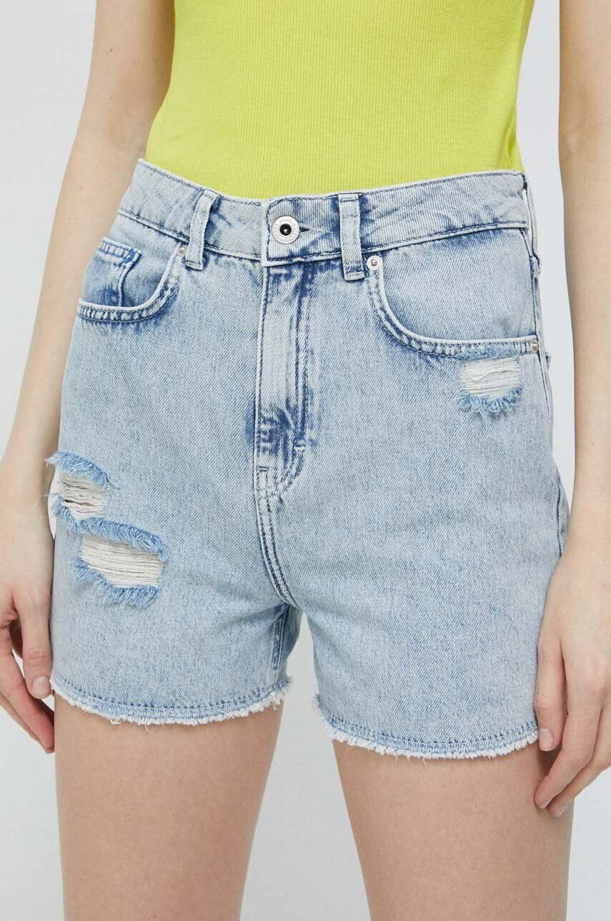 Karl Lagerfeld Jeans Džínové šortky dámské hladké high waist - Pepit.cz