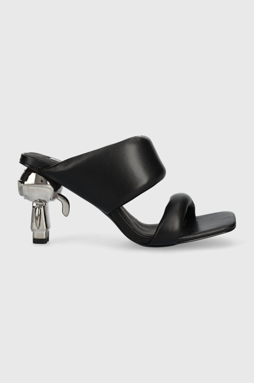 Karl Lagerfeld Kožené pantofle IKON HEEL dámské černá barva na podpatku KL39005 - Pepit.cz