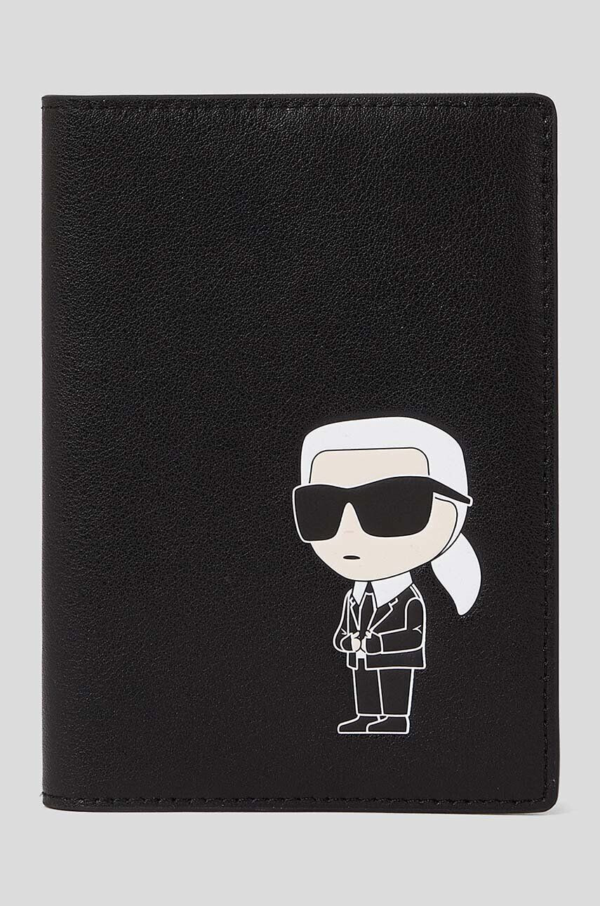 Karl Lagerfeld Kožené pouzdro na karty černá barva - Pepit.cz