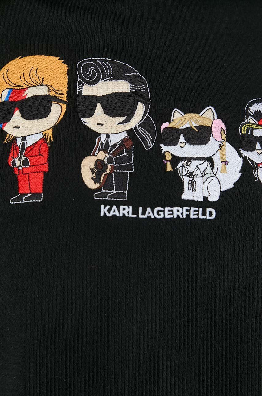 Karl Lagerfeld Mikina pánská černá barva s kapucí vzorovaná - Pepit.cz