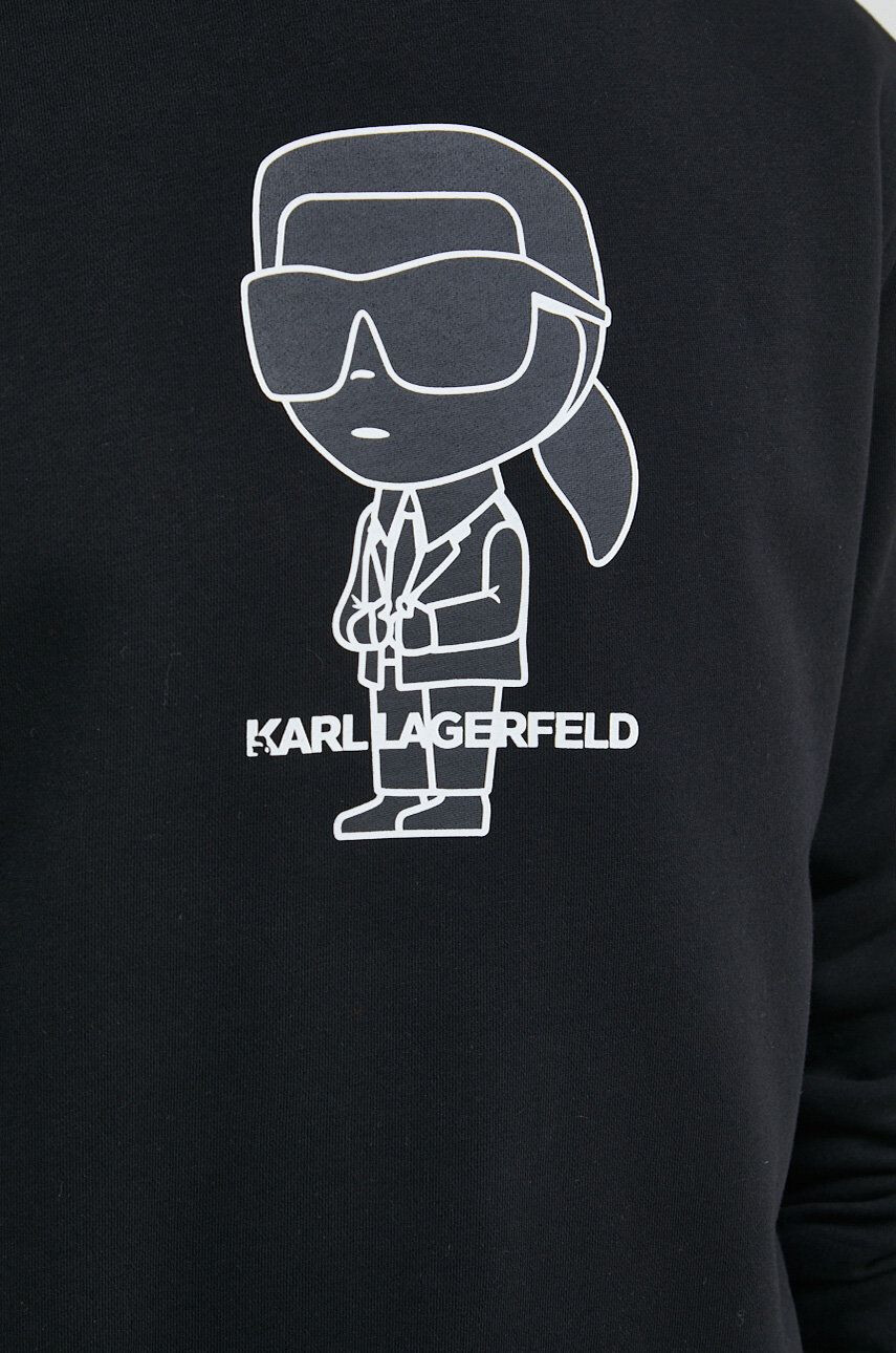 Karl Lagerfeld Mikina pánská černá barva s potiskem - Pepit.cz