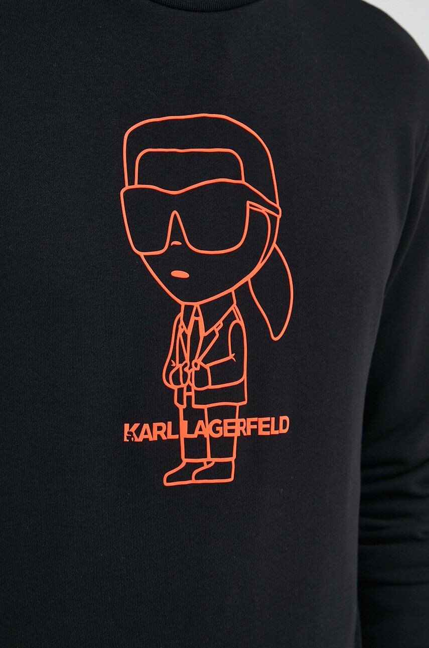 Karl Lagerfeld Mikina pánská černá barva s potiskem - Pepit.cz