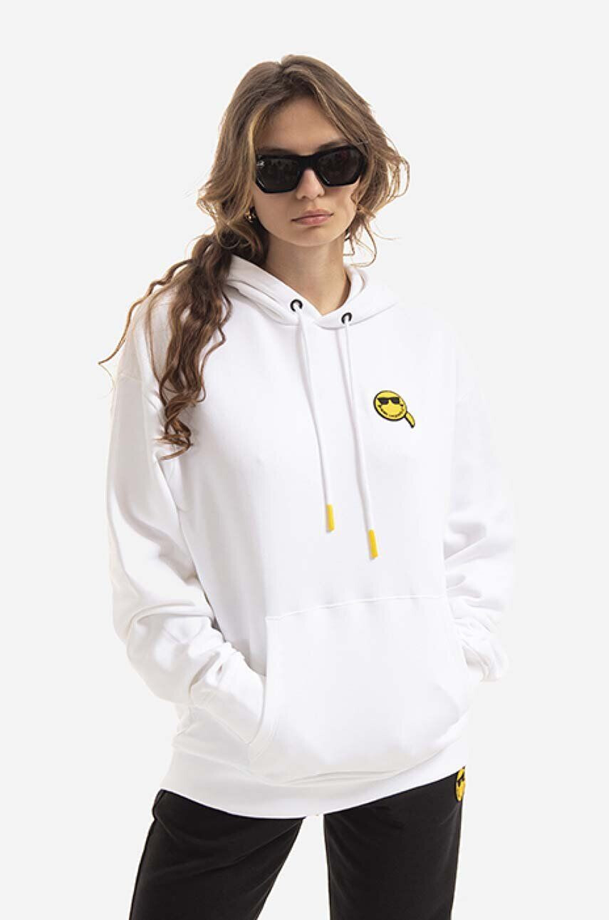 Karl Lagerfeld Mikina Unisex Smiley Hoodie dámská černá barva s kapucí s aplikací - Pepit.cz