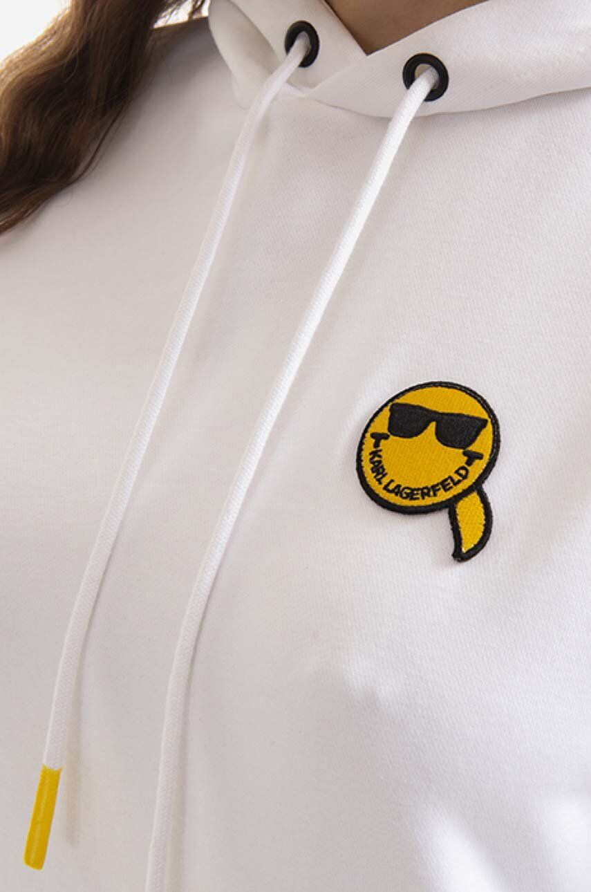 Karl Lagerfeld Mikina Unisex Smiley Hoodie dámská černá barva s kapucí s aplikací - Pepit.cz