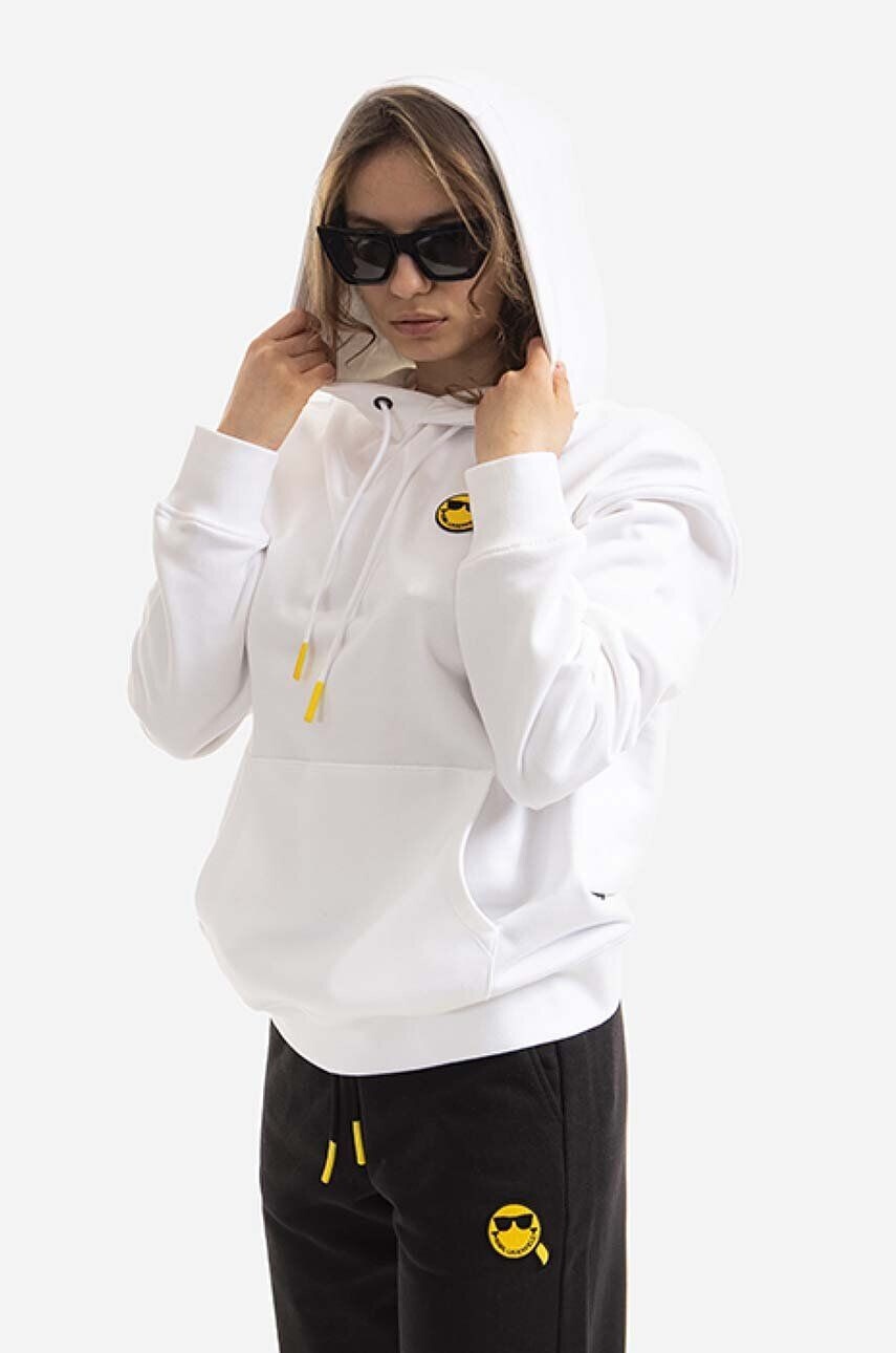 Karl Lagerfeld Mikina Unisex Smiley Hoodie dámská černá barva s kapucí s aplikací - Pepit.cz