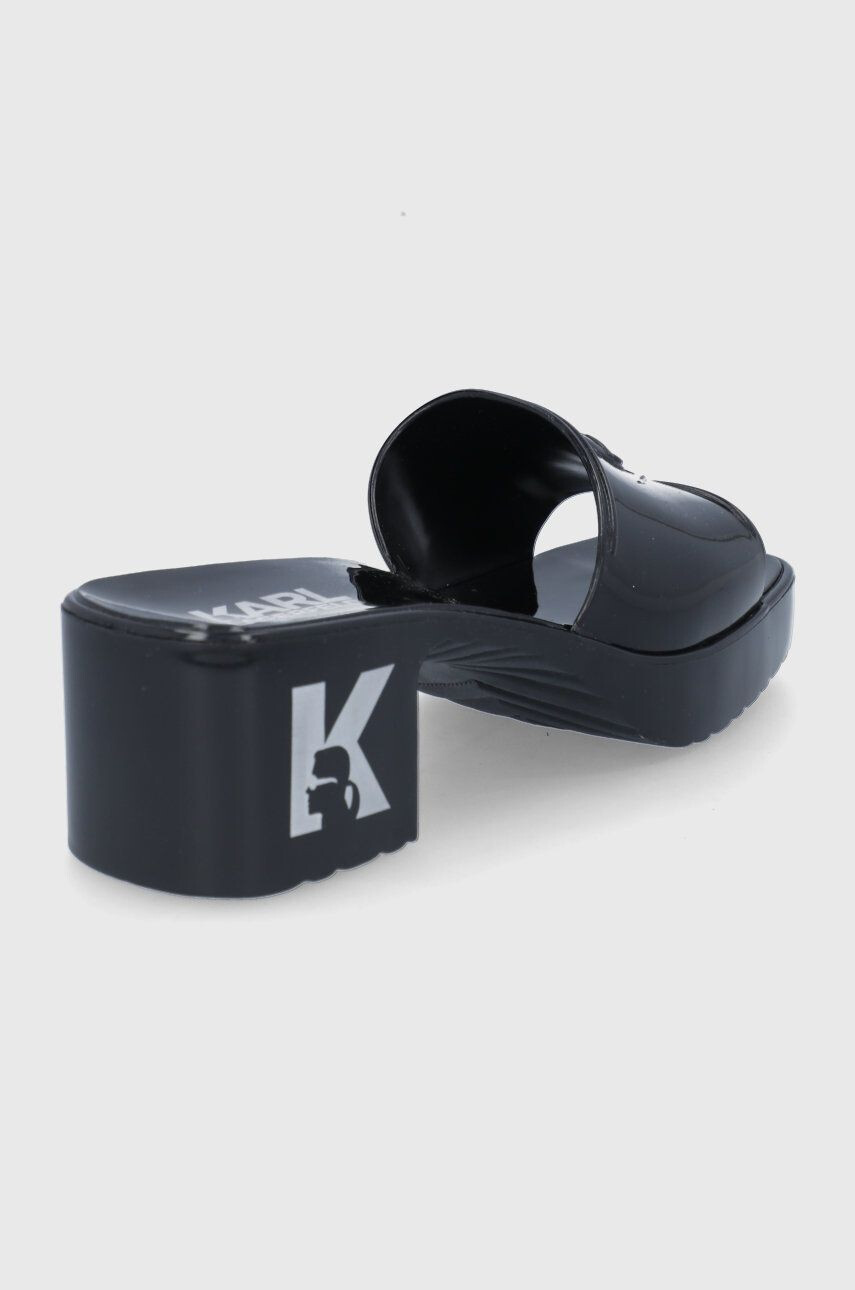 Karl Lagerfeld Pantofle JELLY BLOK HEEL dámské černá barva na podpatku KL83001 - Pepit.cz