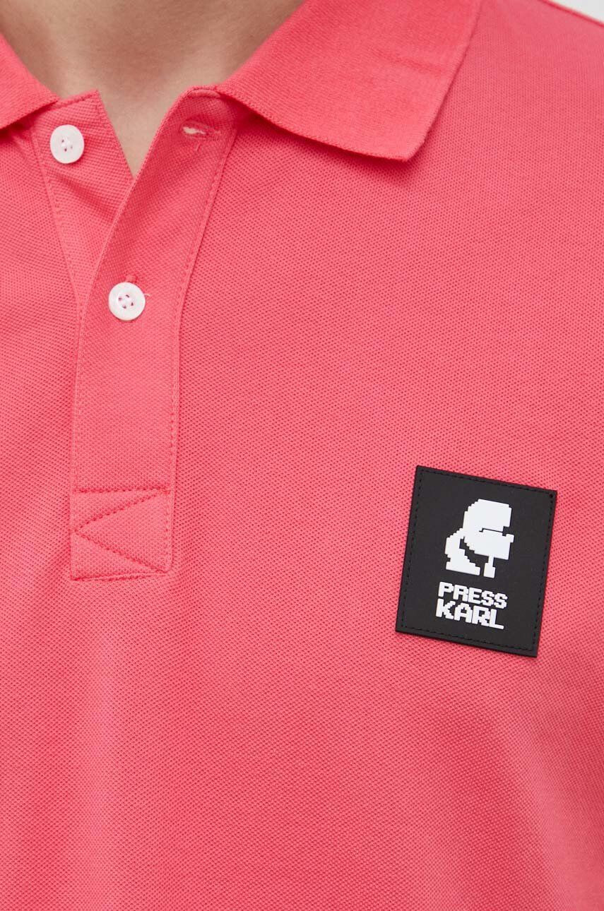 Karl Lagerfeld Polo tričko růžová barva - Pepit.cz