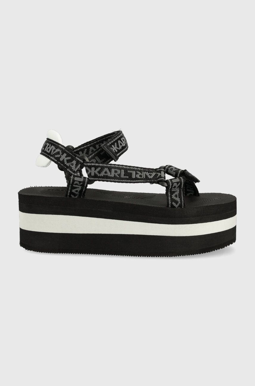 Karl Lagerfeld Sandály Velocita Hi Wedge VELOCITA HI WEDGE dámské černá barva na platformě KL82900 - Pepit.cz