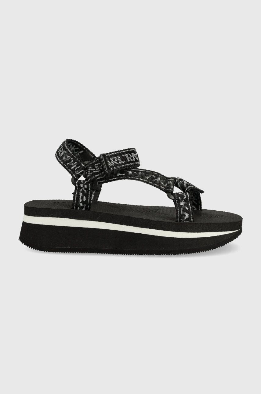 Karl Lagerfeld Sandály VELOCITA WEDGE dámské černá barva na platformě KL81900A - Pepit.cz