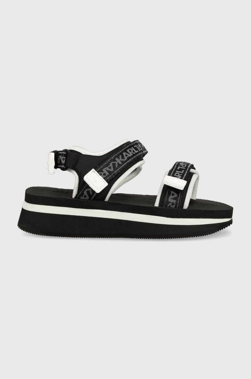 Karl Lagerfeld Sandály VELOCITA WEDGE KC dámské černá barva na platformě KL81905 - Pepit.cz