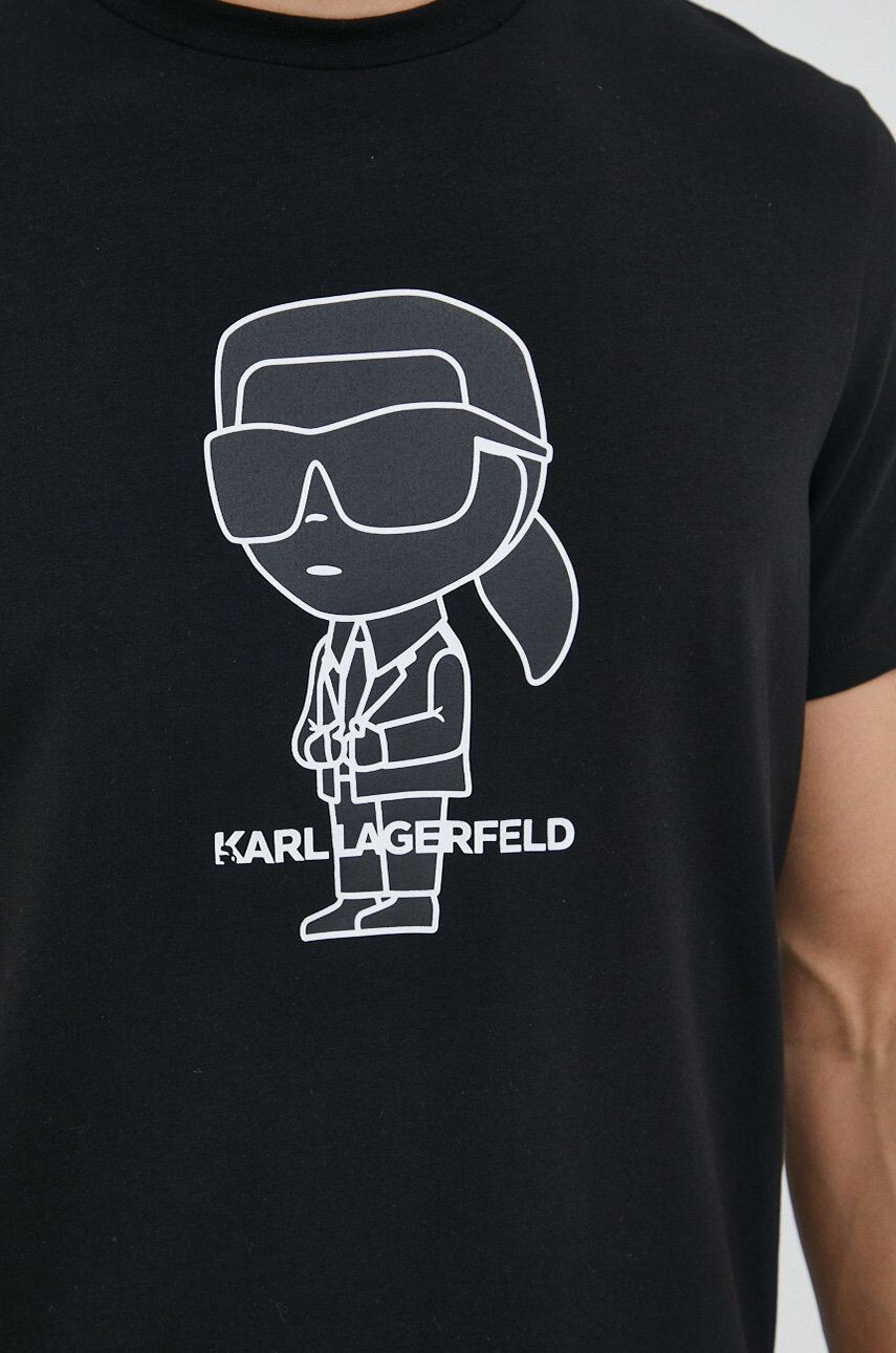 Karl Lagerfeld Tričko černá barva s potiskem - Pepit.cz