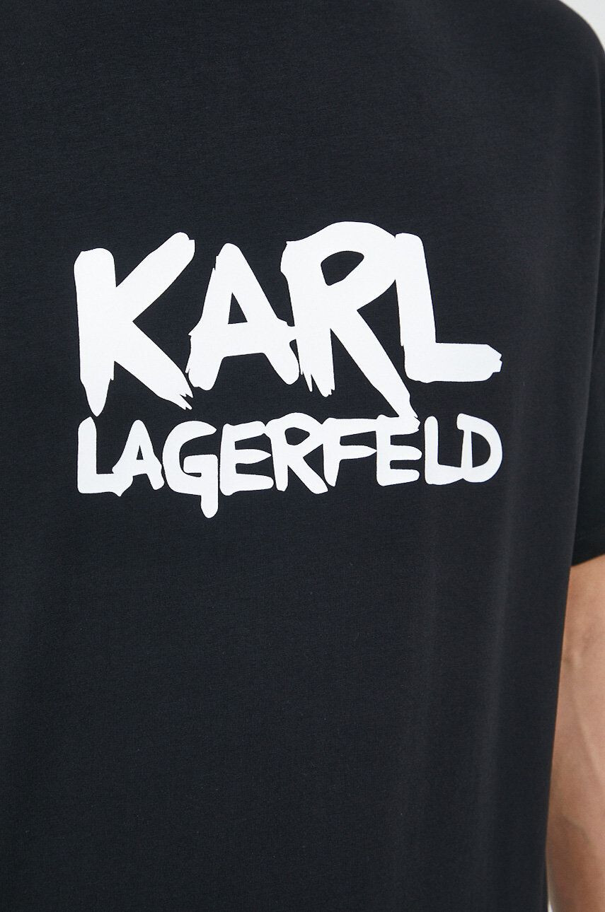 Karl Lagerfeld Tričko černá barva s potiskem - Pepit.cz