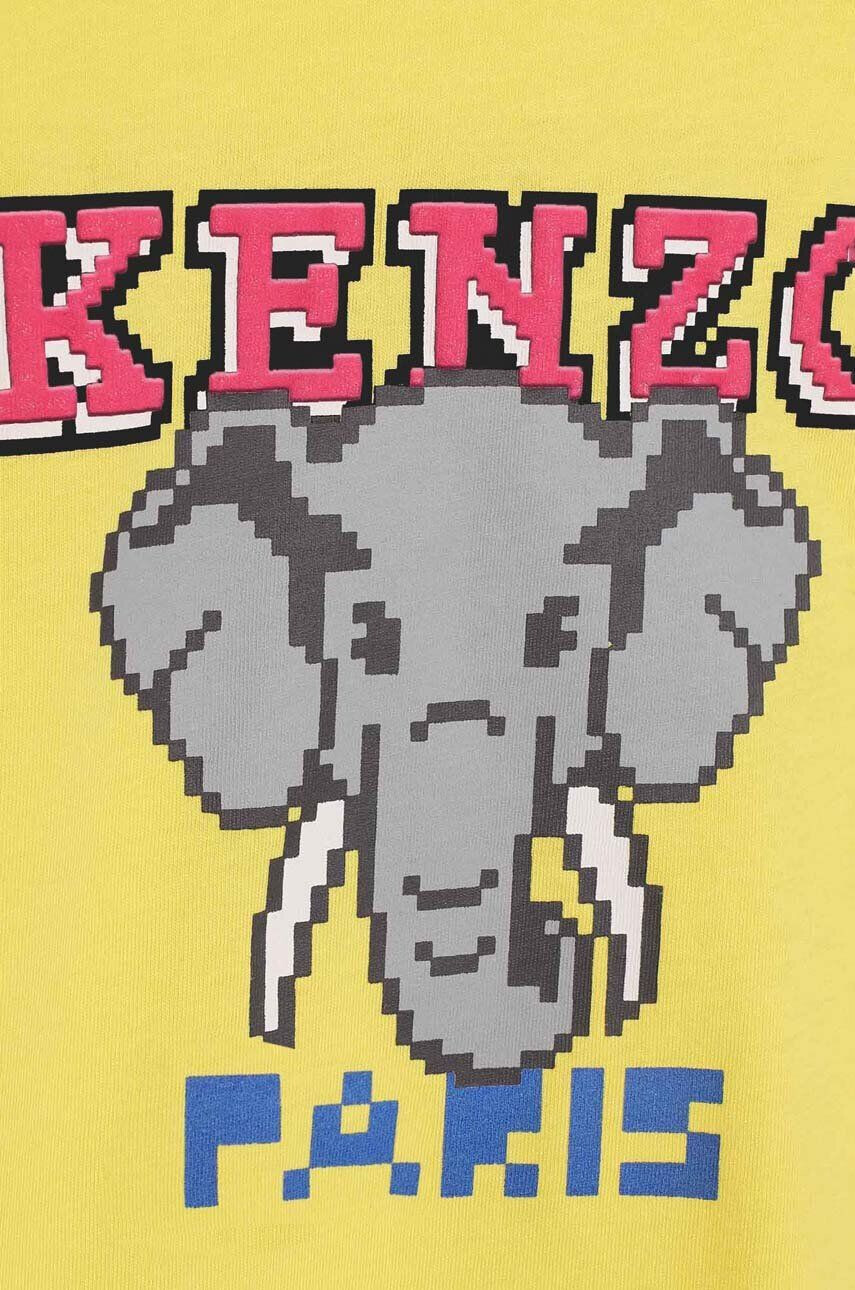 Kenzo kids Dětská bavlněná košile s dlouhým rukávem zelená barva s potiskem - Pepit.cz