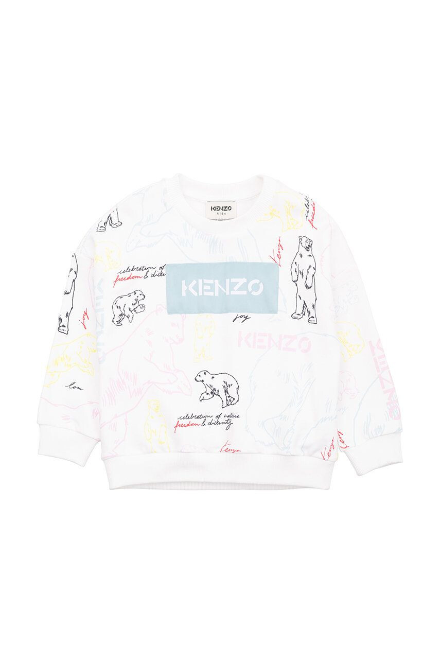 Kenzo kids Dětská bavlněná mikina bílá barva vzorovaná - Pepit.cz