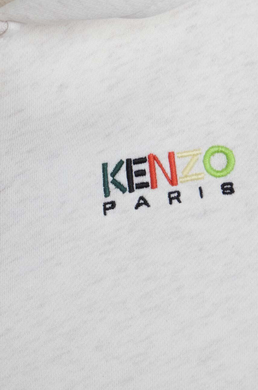 Kenzo kids Dětská bavlněná mikina béžová barva s kapucí s potiskem - Pepit.cz