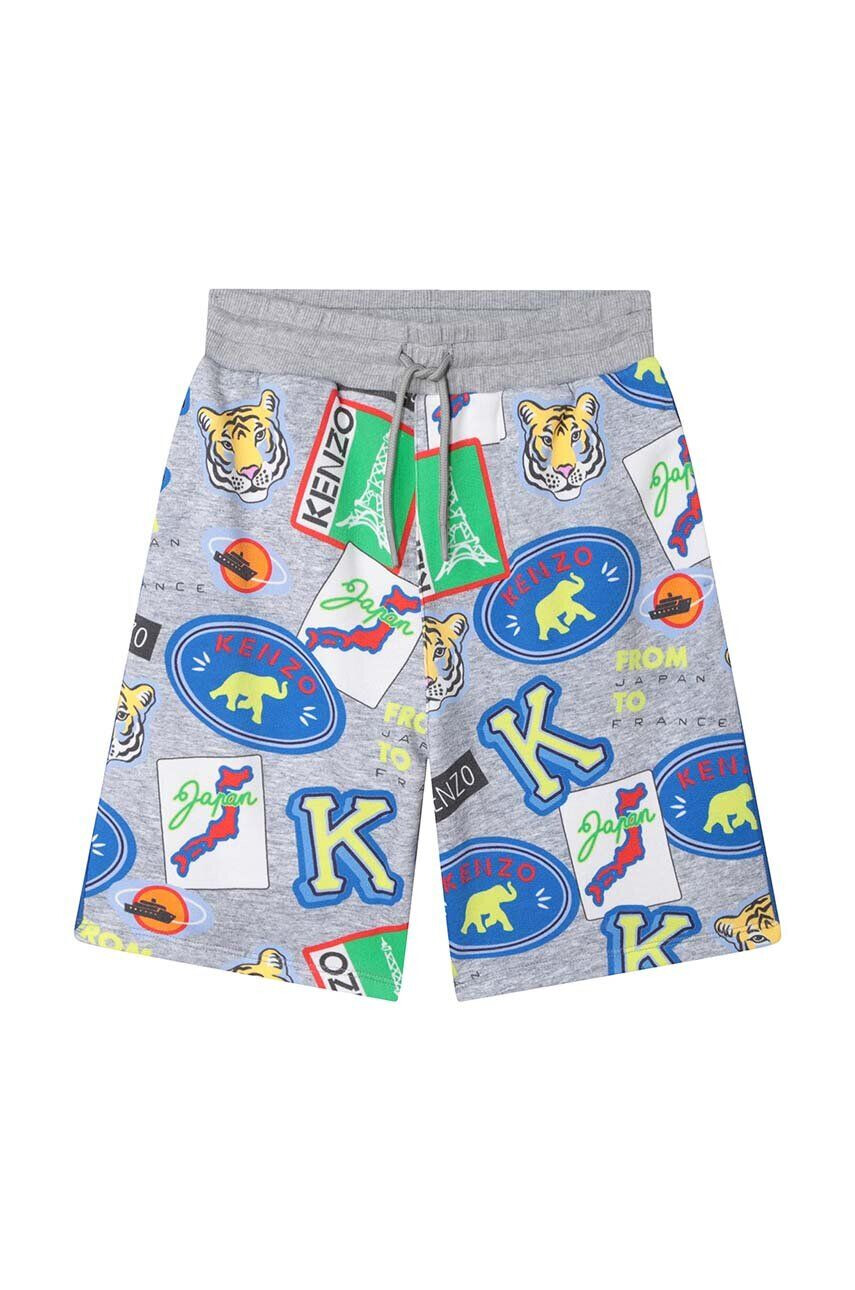 Kenzo kids Dětské bavlněné šortky šedá barva - Pepit.cz