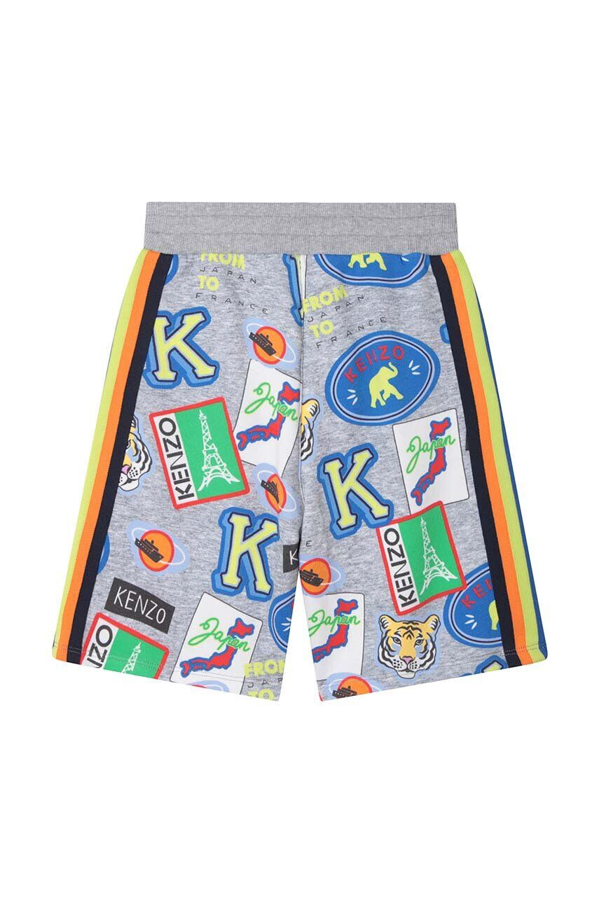 Kenzo kids Dětské bavlněné šortky šedá barva - Pepit.cz