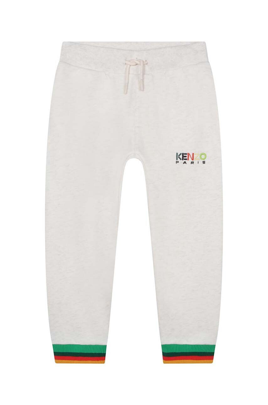 Kenzo kids Dětské bavlněné tepláky béžová barva s potiskem - Pepit.cz