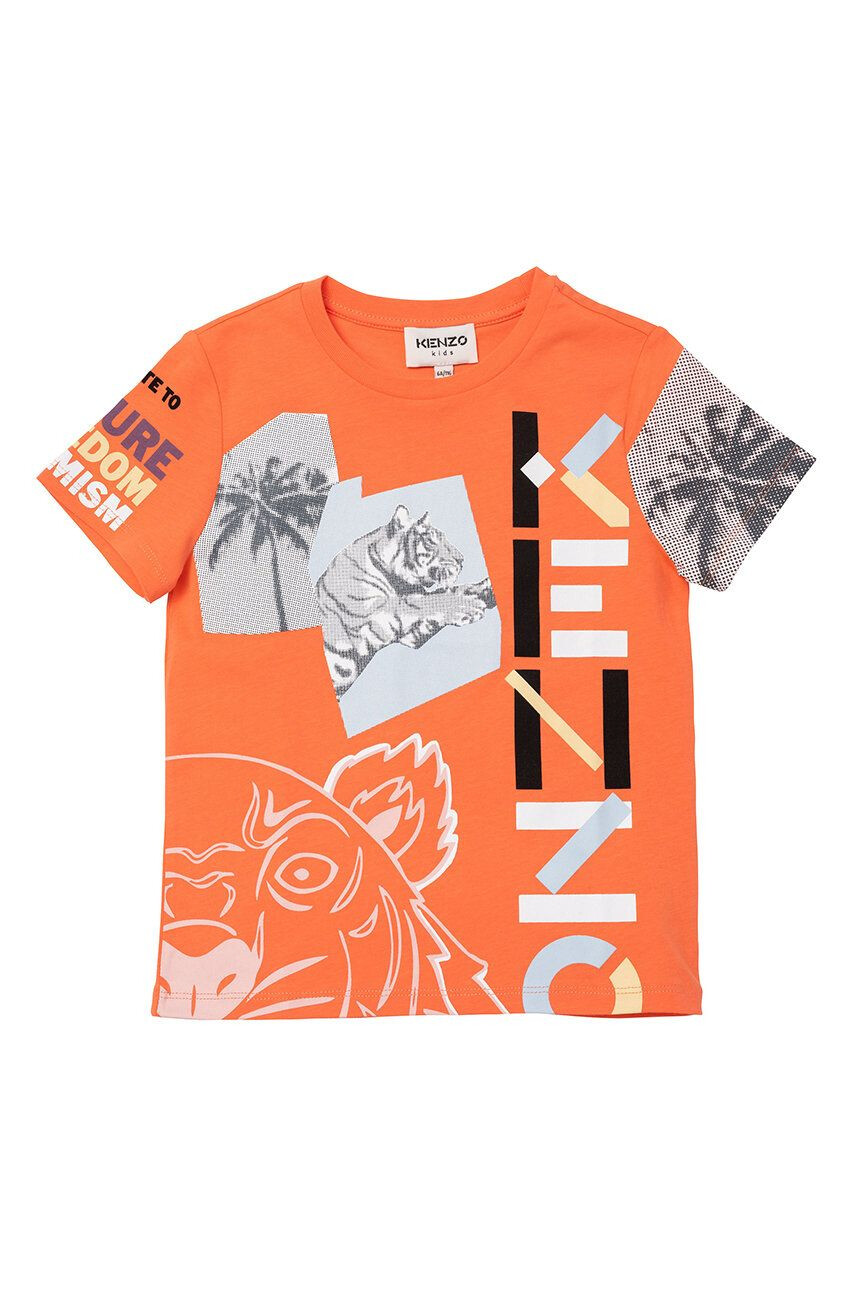 Kenzo kids Dětské bavlněné tričko oranžová barva - Pepit.cz