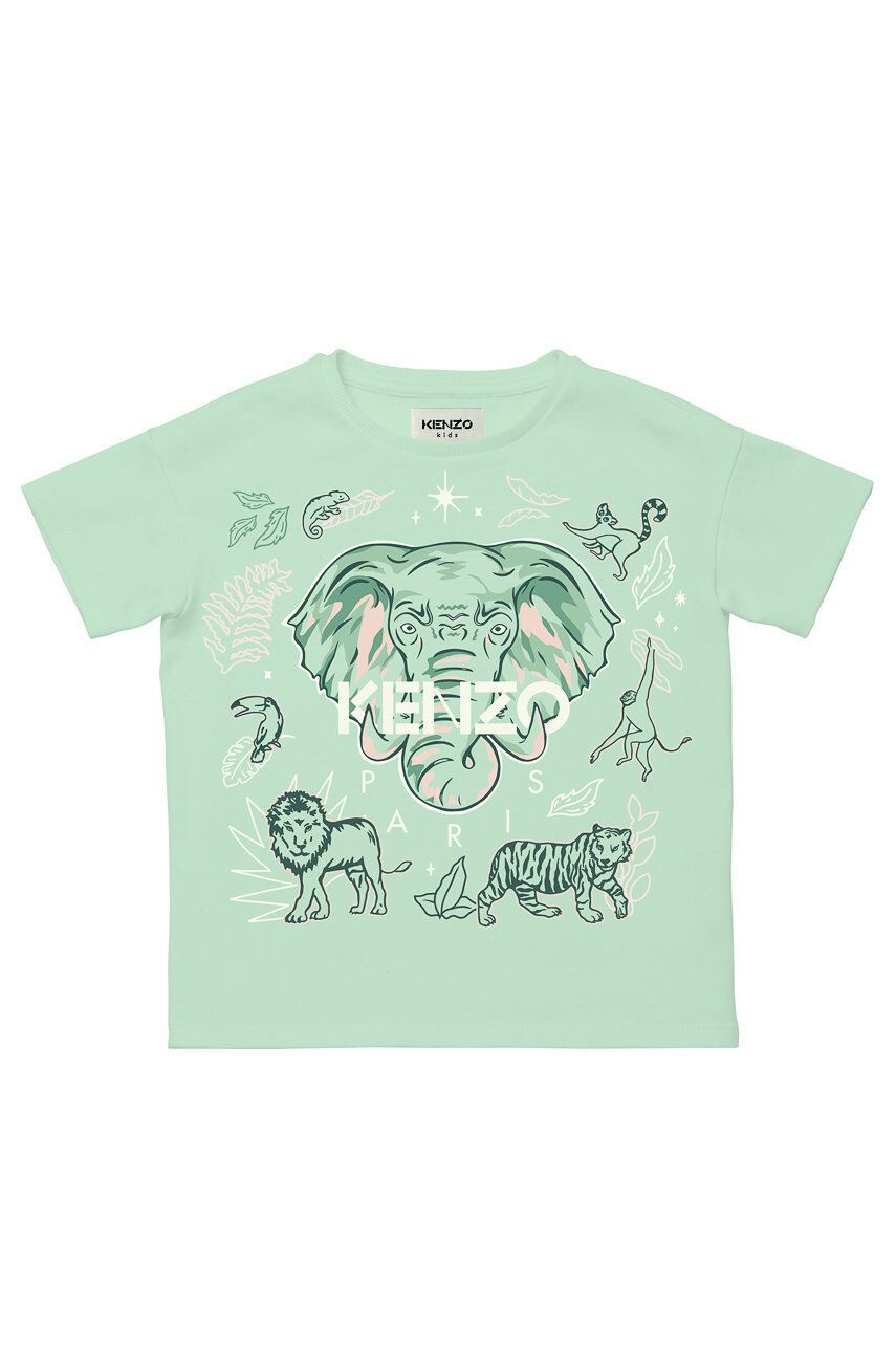 Kenzo kids Dětské bavlněné tričko zelená barva - Pepit.cz