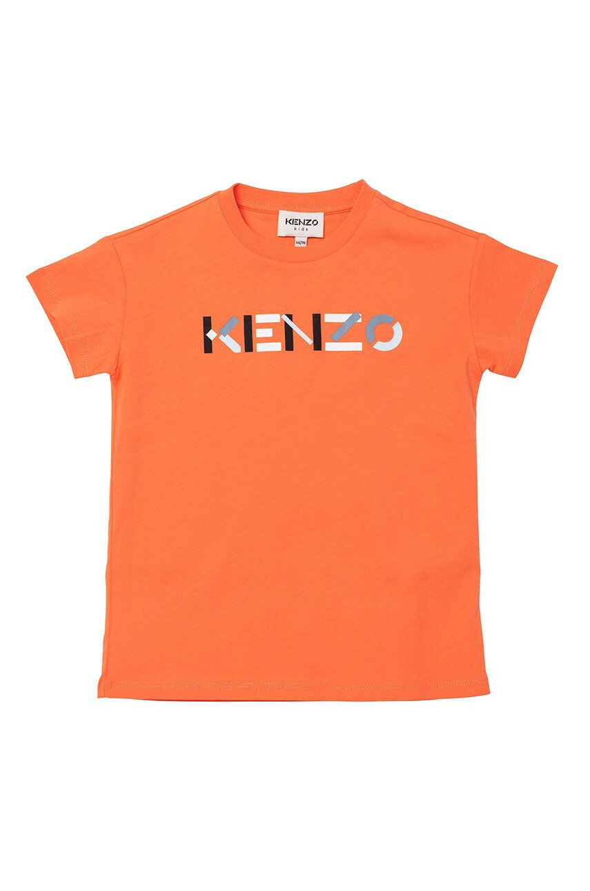 Kenzo kids Dětské bavlněné tričko oranžová barva s potiskem - Pepit.cz