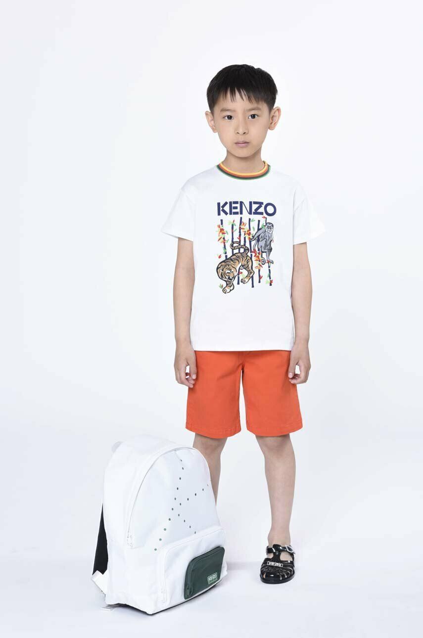 Kenzo kids Dětské bavlněné tričko červená barva s potiskem - Pepit.cz