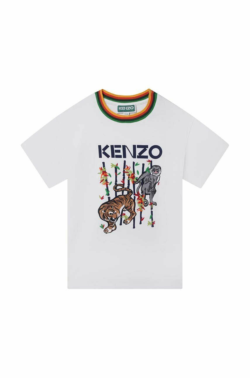 Kenzo kids Dětské bavlněné tričko červená barva s potiskem - Pepit.cz