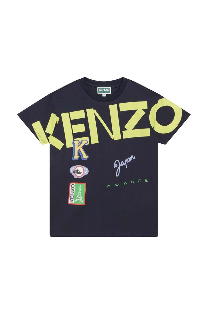 Kenzo kids Dětské bavlněné tričko tmavomodrá barva s potiskem - Pepit.cz