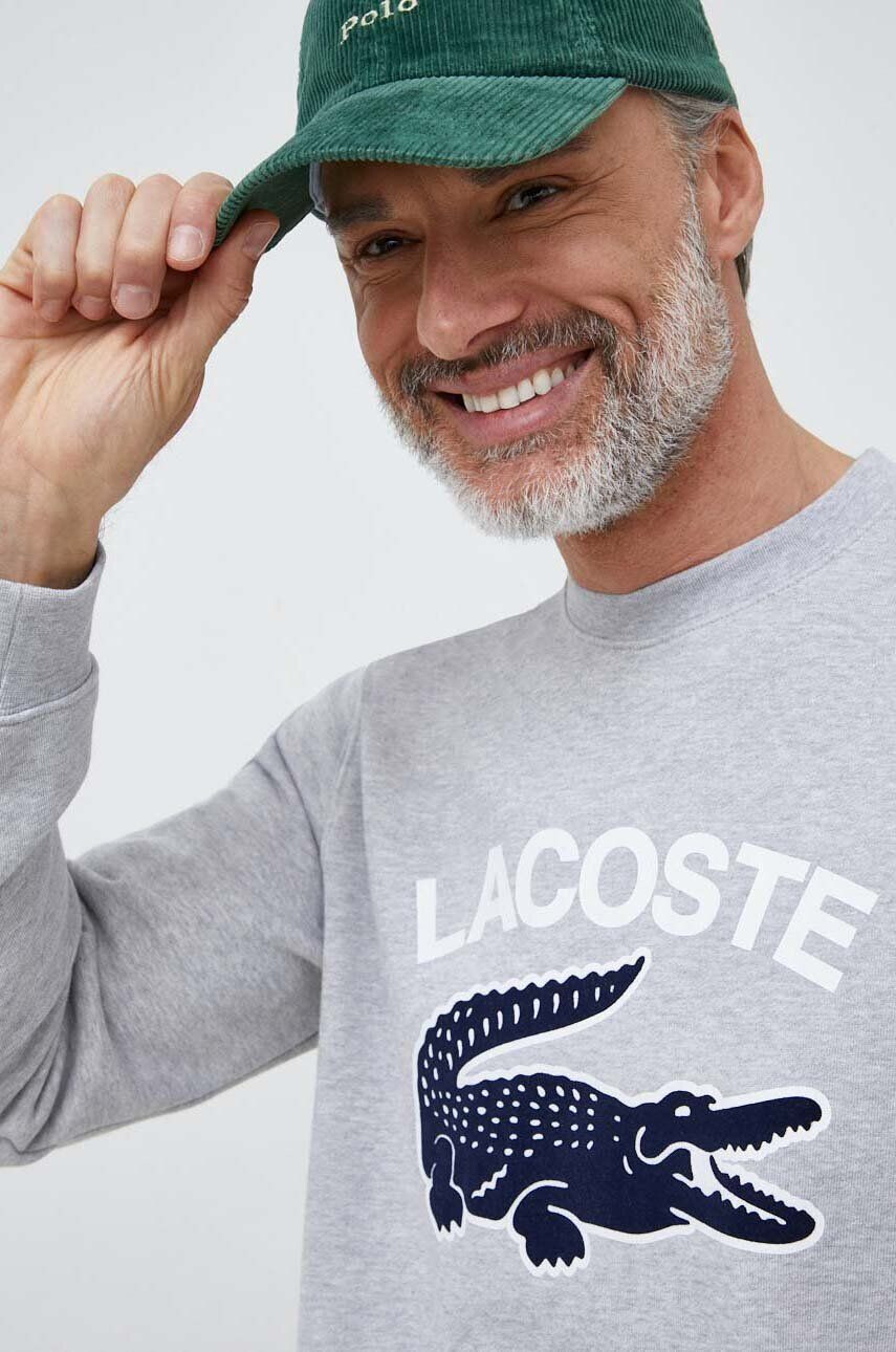 Lacoste Bavlněná mikina pánská šedá barva vzorovaná - Pepit.cz