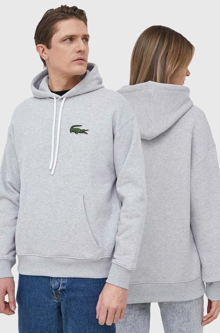 Lacoste Bavlněná mikina pánská šedá barva melanžová - Pepit.cz