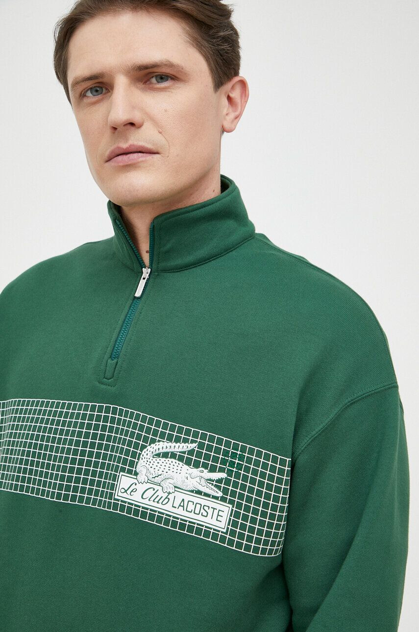 Lacoste Bavlněná mikina pánská zelená barva s potiskem - Pepit.cz