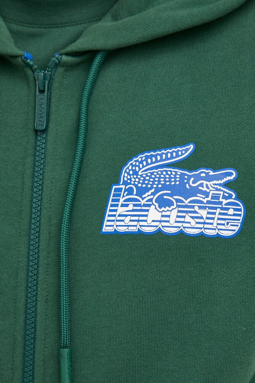 Lacoste Bavlněná mikina pánská zelená barva s kapucí s potiskem - Pepit.cz