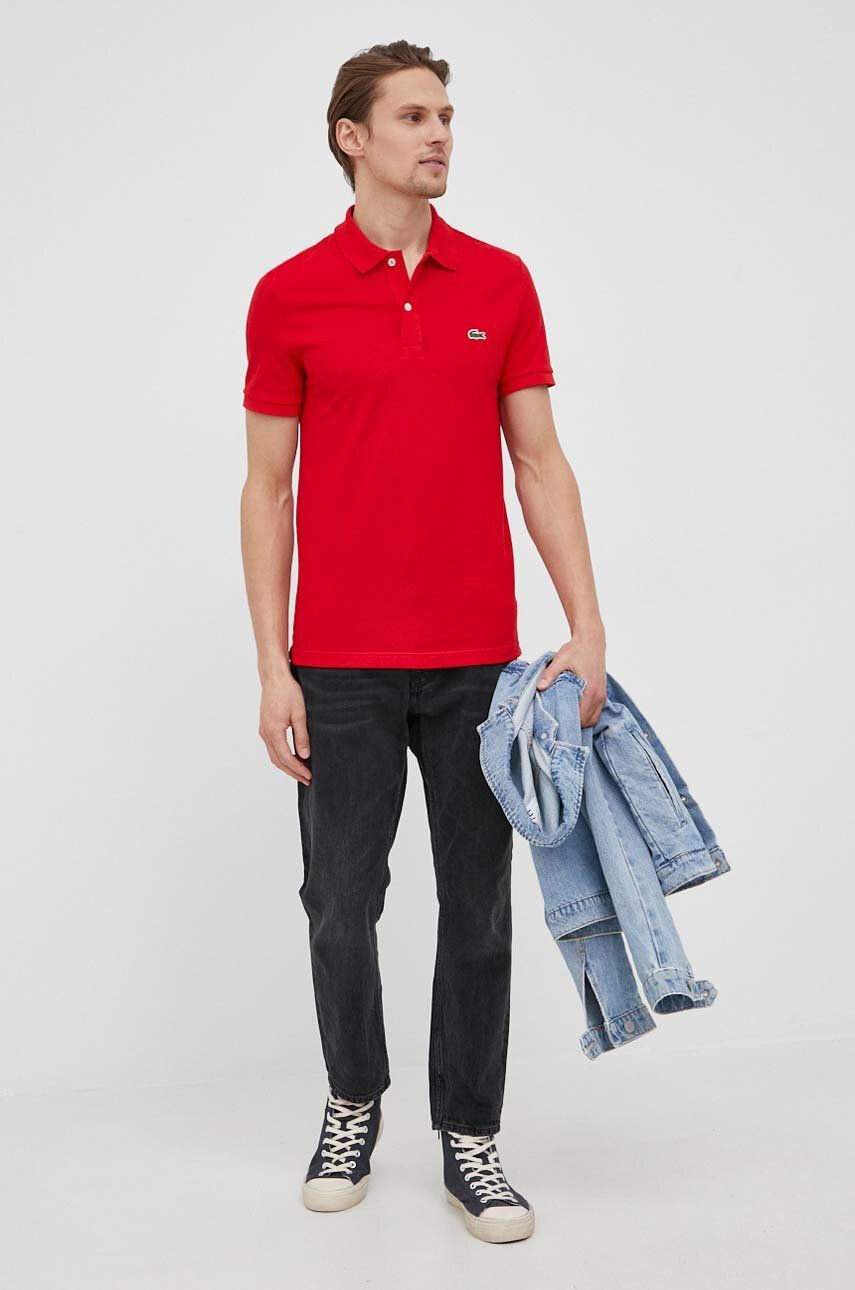 Lacoste Bavlněné polo tričko červená barva PH4012-001 - Pepit.cz