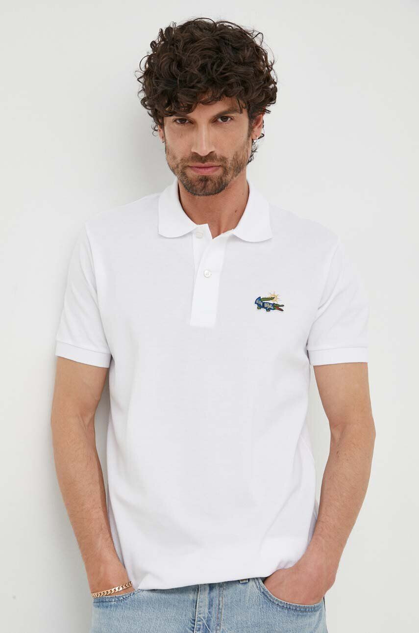 Lacoste Bavlněné polo tričko x Netflix bílá barva s aplikací PH7057-VIR - Pepit.cz