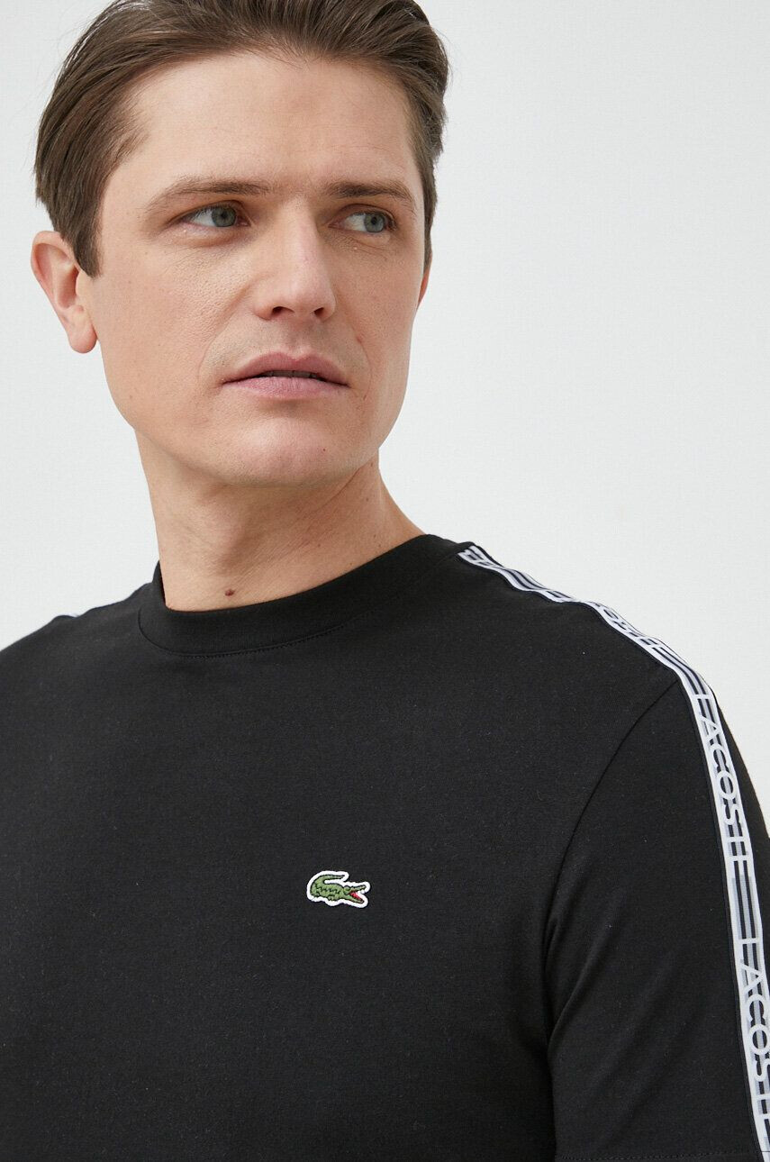 Lacoste Bavlněné tričko černá barva s aplikací TH5071-001 - Pepit.cz