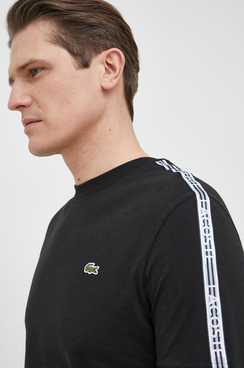 Lacoste Bavlněné tričko černá barva s aplikací TH5071-001 - Pepit.cz