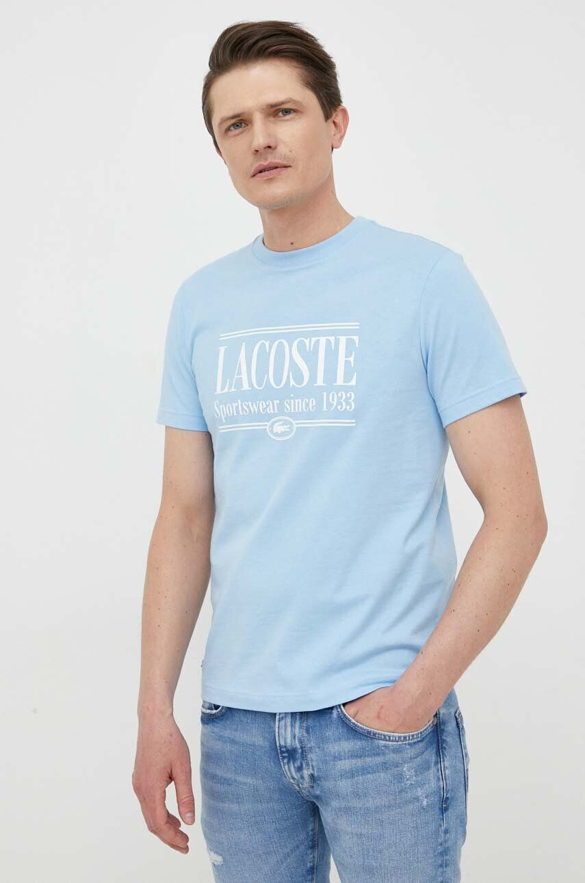 Lacoste Bavlněné tričko bílá barva s potiskem - Pepit.cz