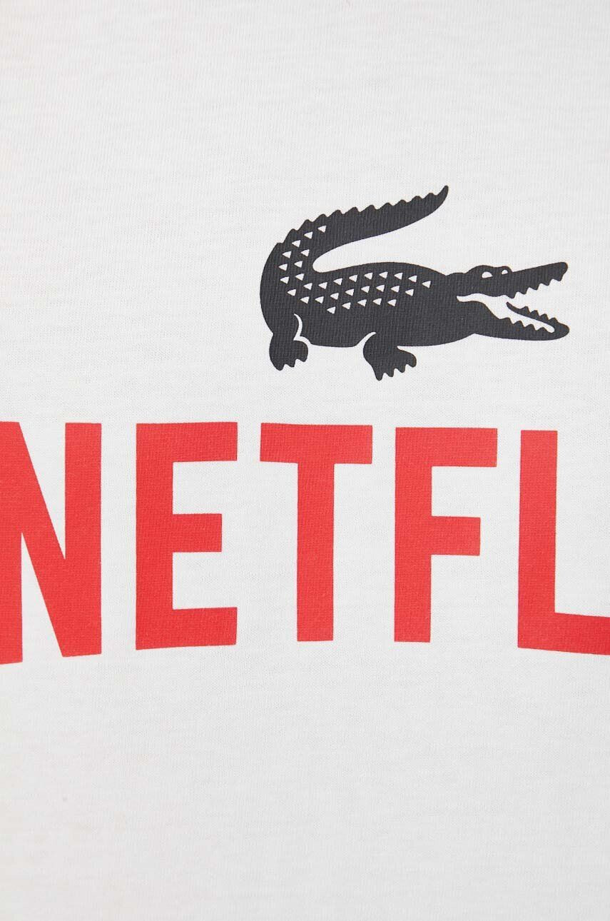 Lacoste Bavlněné tričko x Netflix bílá barva TH7343-70V - Pepit.cz