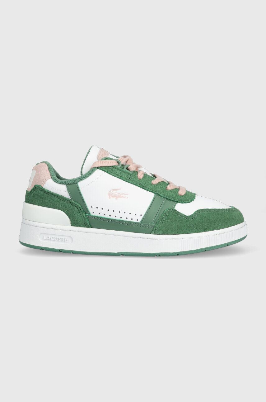 Lacoste Kožené sneakers boty T-Clip Leather Colour Contrast zelená barva 45SFA0064 - Pepit.cz