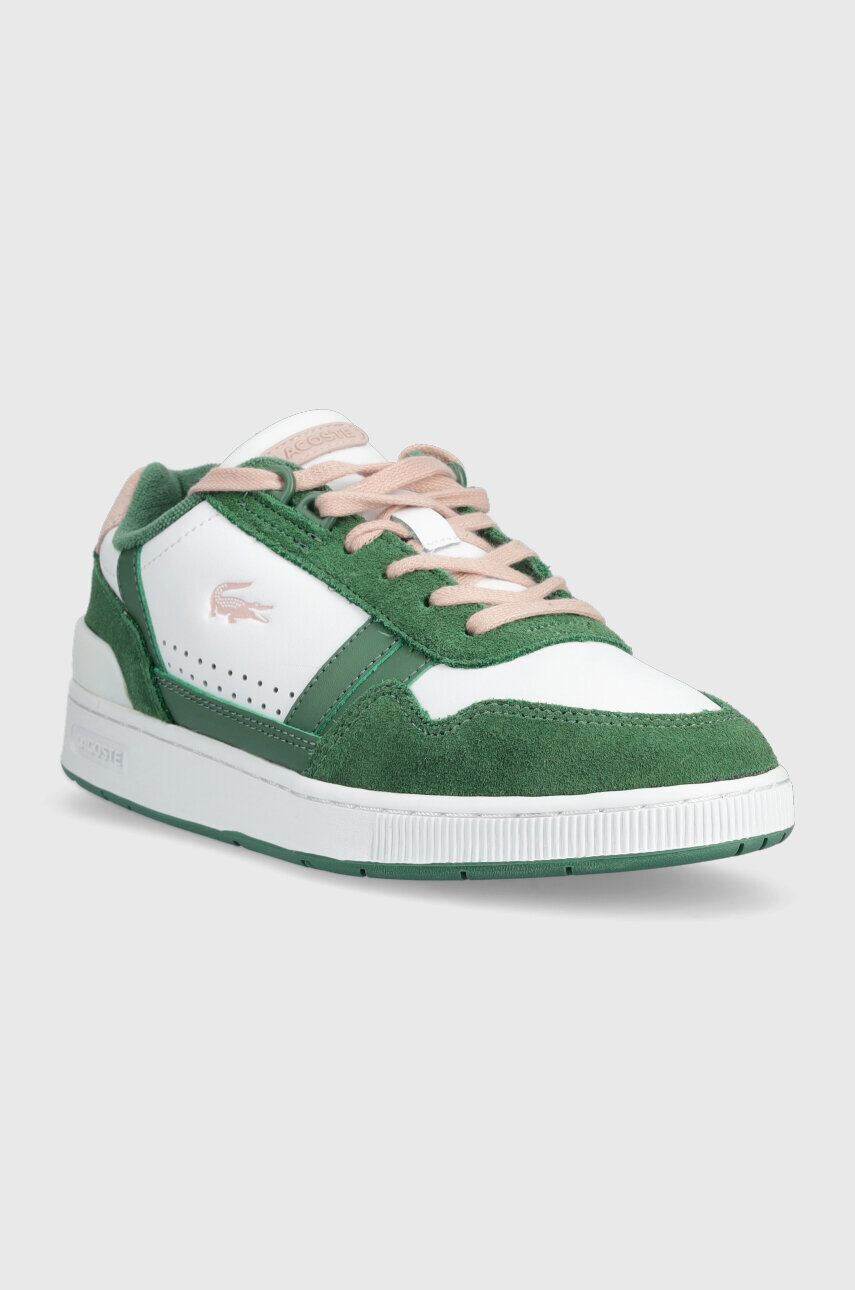 Lacoste Kožené sneakers boty T-Clip Leather Colour Contrast zelená barva 45SFA0064 - Pepit.cz