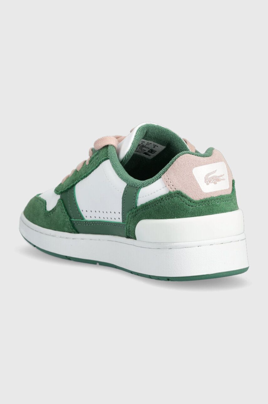 Lacoste Kožené sneakers boty T-Clip Leather Colour Contrast zelená barva 45SFA0064 - Pepit.cz