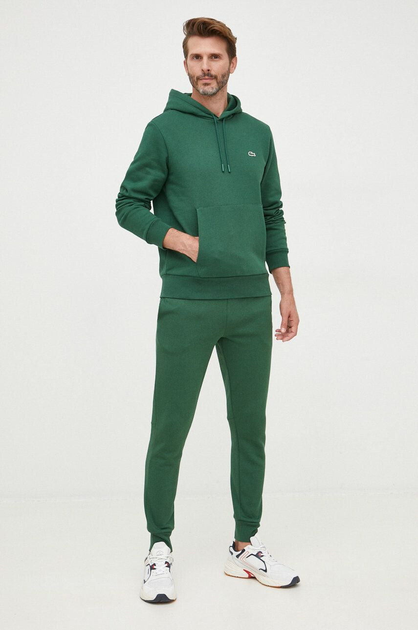 Lacoste Mikina pánská zelená barva s kapucí hladká SH9623-031 - Pepit.cz