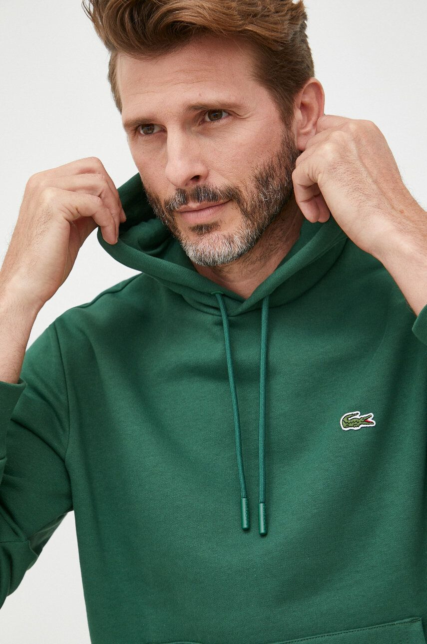 Lacoste Mikina pánská zelená barva s kapucí hladká SH9623-031 - Pepit.cz