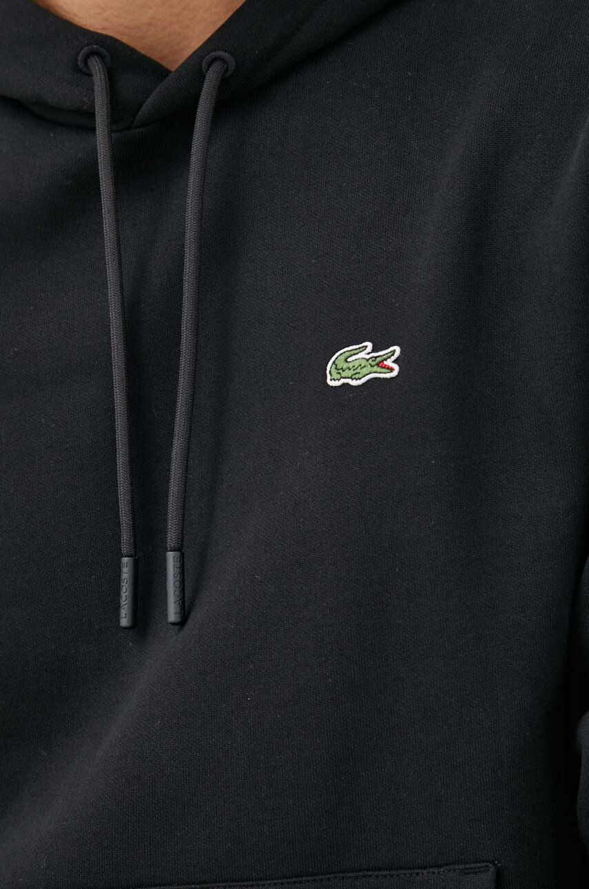 Lacoste Mikina pánská černá barva s kapucí hladká SH9623-031 - Pepit.cz