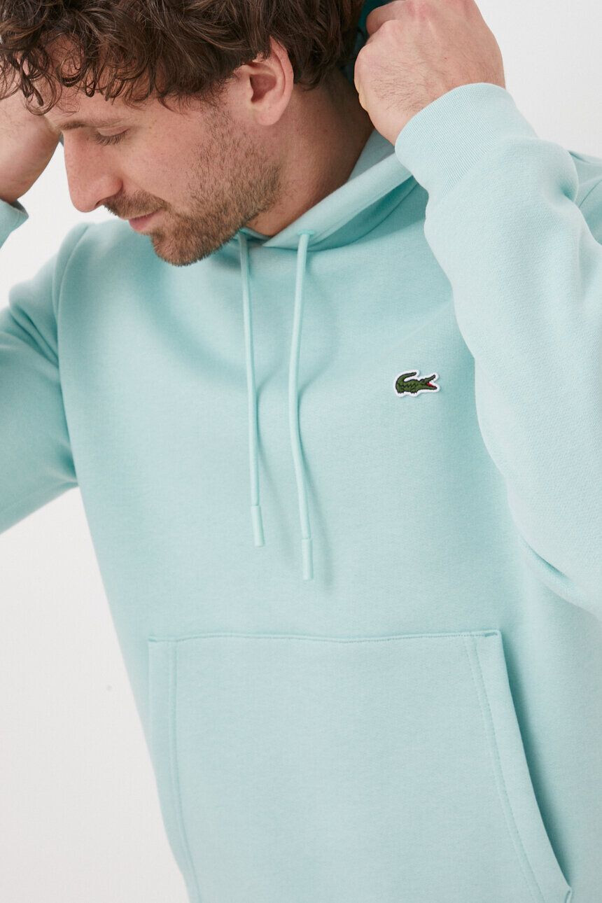 Lacoste Mikina pánská tyrkysová barva s kapucí hladká SH9623-031 - Pepit.cz