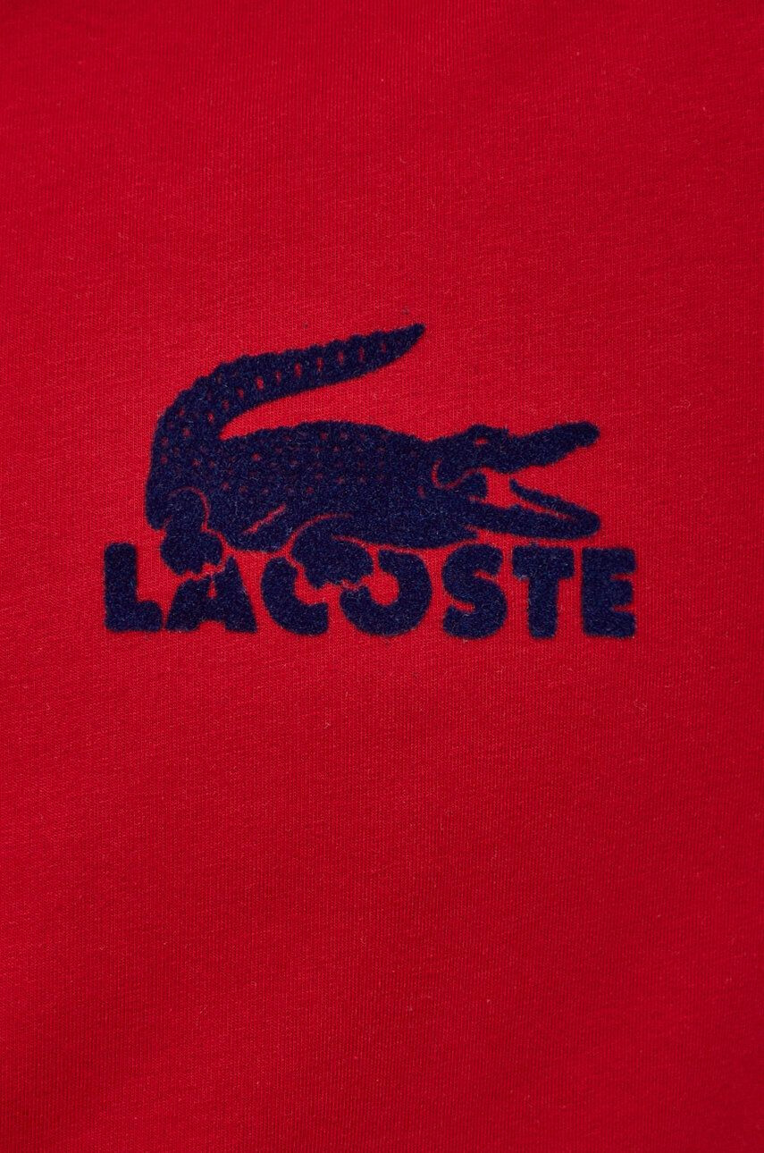 Lacoste Mikina pánská červená barva s aplikací - Pepit.cz