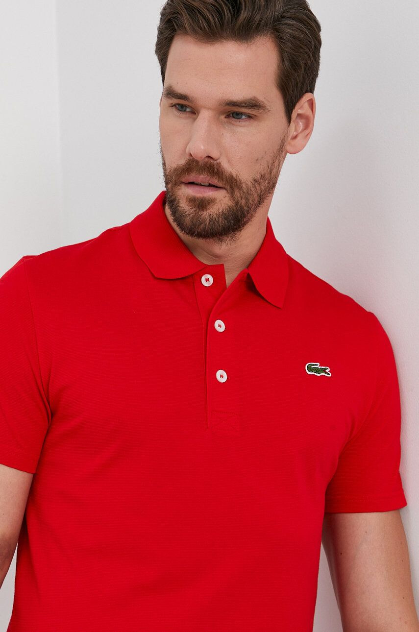 Lacoste Bavlněné polo tričko červená barva hladké - Pepit.cz