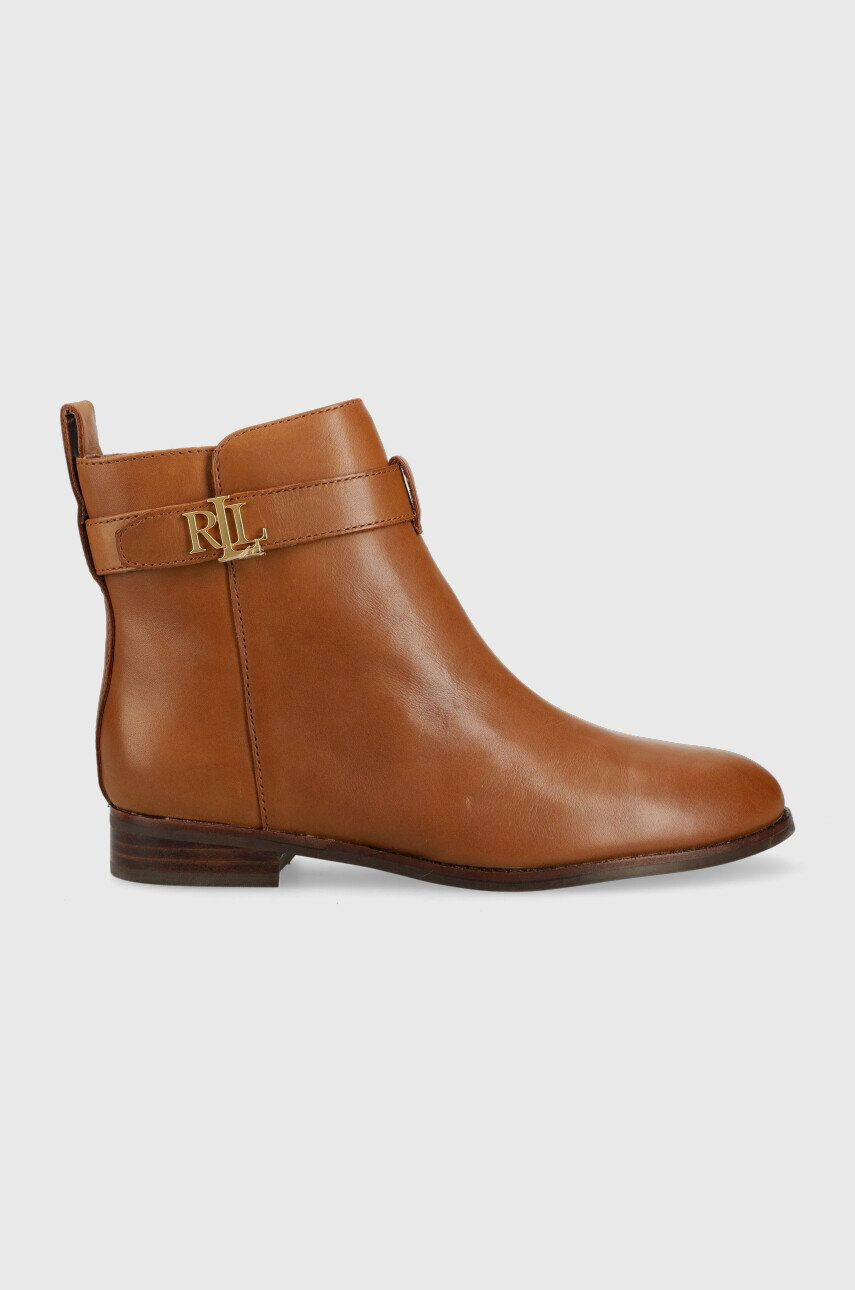 Lauren Ralph Lauren Nízké kozačky Burnished Calf dámské hnědá barva na plochém podpatku - Pepit.cz